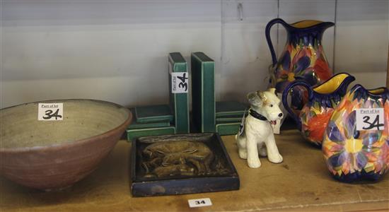 Bretby bookends, dog and other
